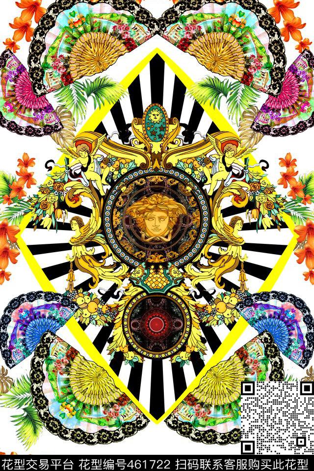 欧式天使扇子数码印花华亿平台下载（图片编号: 461722） - 瓦栏（Walan）