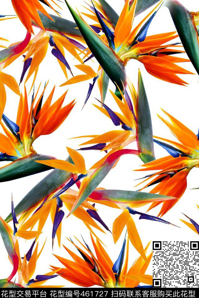 鹤望兰兰花花卉数码印花华亿平台下载（图片编号: 461727） - 瓦栏（Walan）