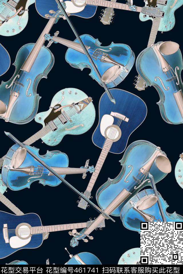小提琴吉他休闲数码印花华亿平台下载（图片编号: 461741） - 瓦栏（Walan）