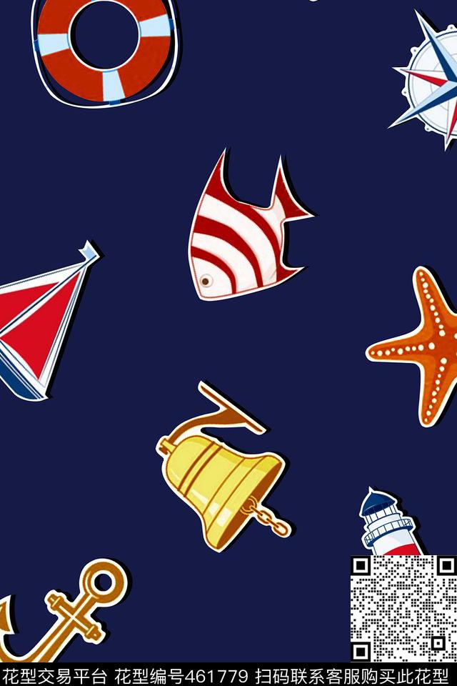 满版华亿平台铁锚卡通传统印花华亿平台下载（图片编号: 461779） - 瓦栏（Walan）