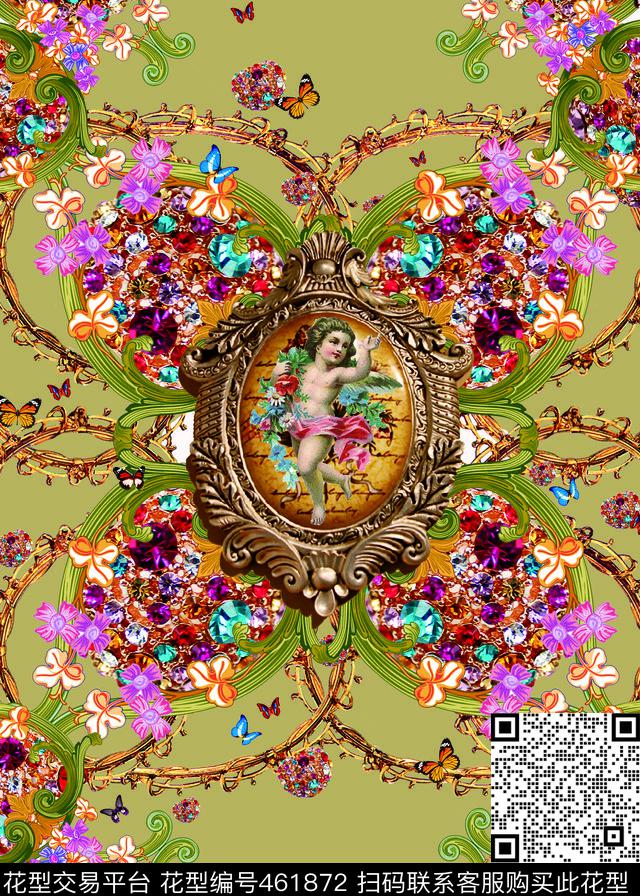 欧式黄红数码印花华亿平台下载（图片编号: 461872） - 瓦栏（Walan）