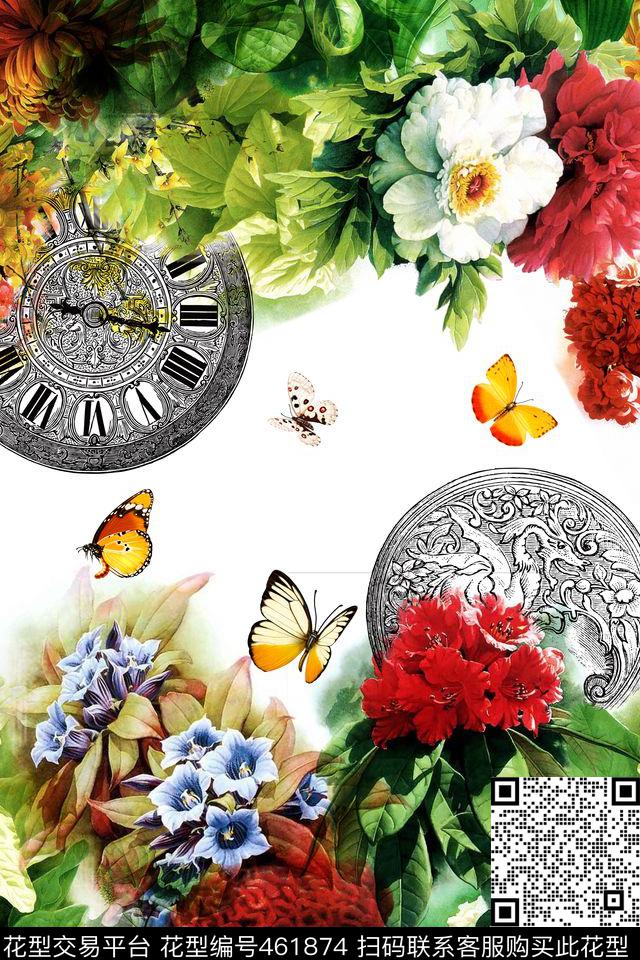 复古花卉女式衬衫数码印花华亿平台下载（图片编号: 461874） - 瓦栏（Walan）