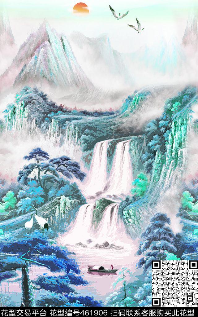 民族风MAX-中国风国画数码印花华亿平台下载（图片编号: 461906） - 瓦栏（Walan）