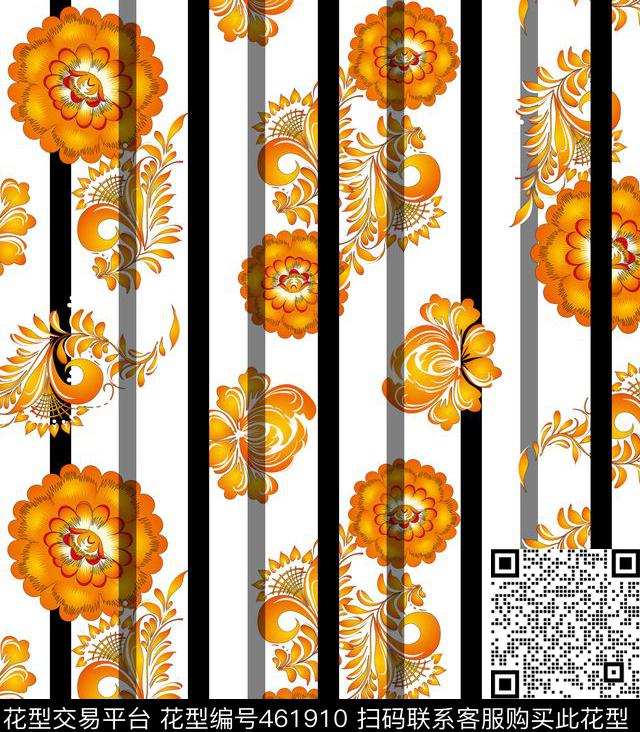 潮流时尚个性风格花卉数码印花华亿平台下载（图片编号: 461910） - 瓦栏（Walan）