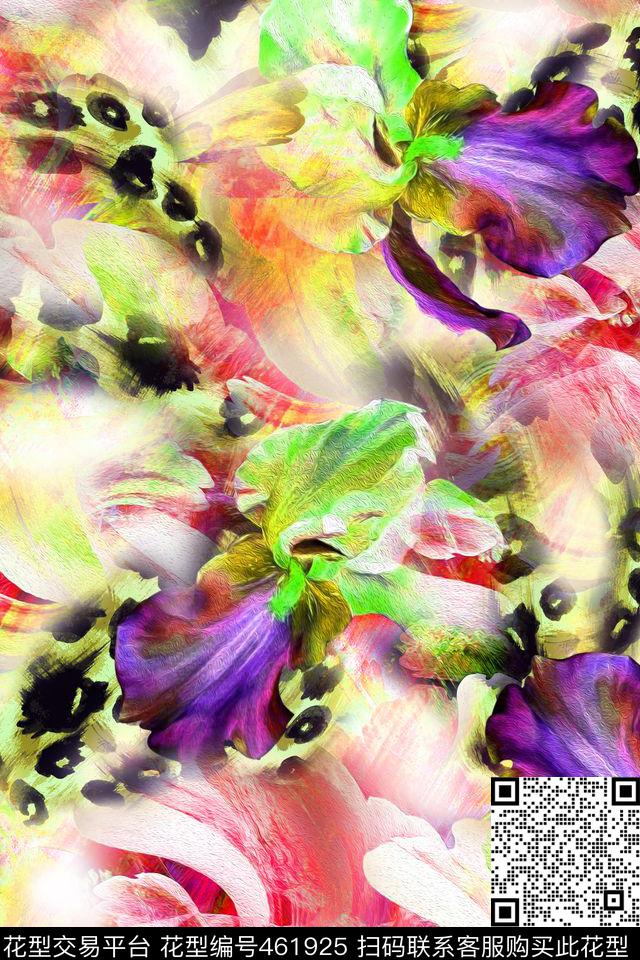 彩墨抽象水波纹数码印花华亿平台下载（图片编号: 461925） - 瓦栏（Walan）