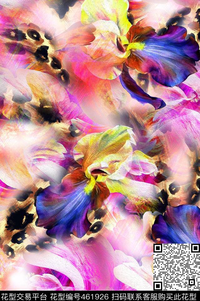 抽象油画水波纹数码印花华亿平台下载（图片编号: 461926） - 瓦栏（Walan）