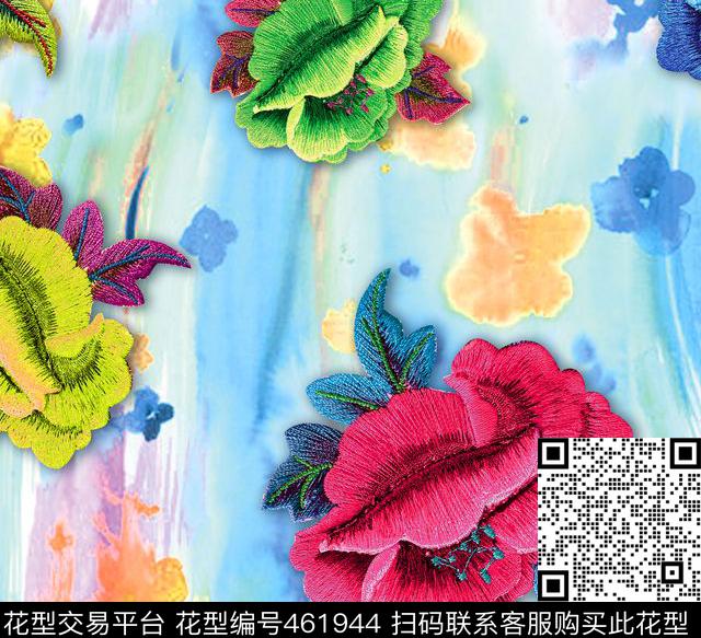 MAX-中国风民族风刺绣印花数码印花华亿平台下载（图片编号: 461944） - 瓦栏（Walan）