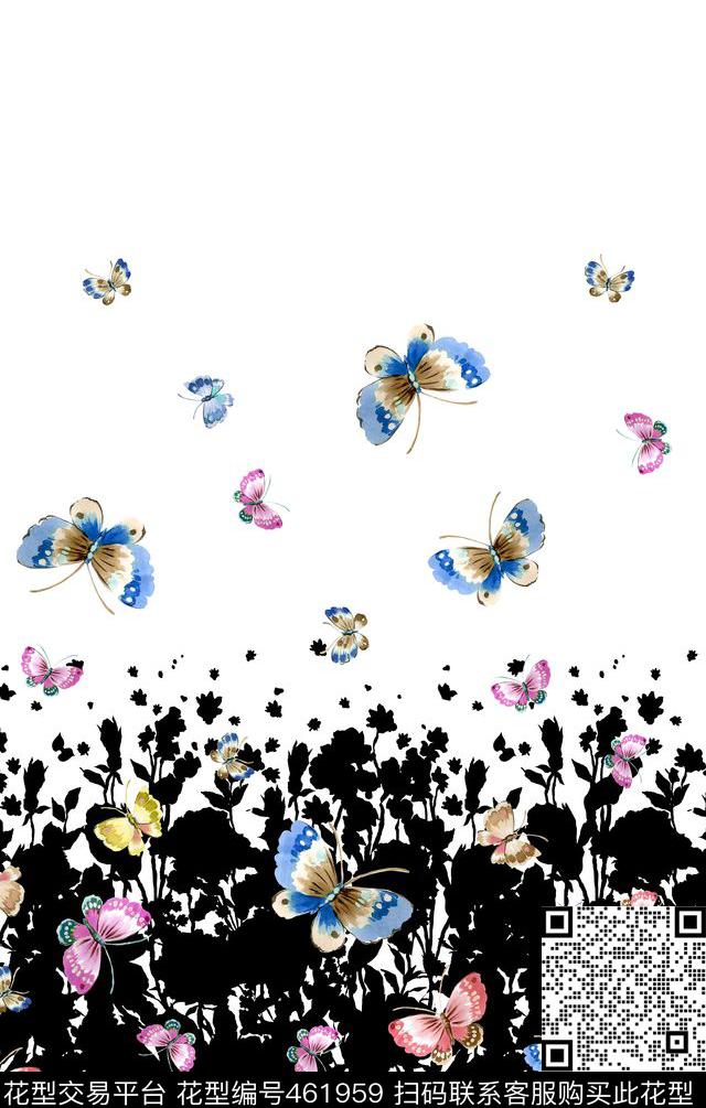 传统印花花卉蝴蝶花卉传统印花华亿平台下载（图片编号: 461959） - 瓦栏（Walan）