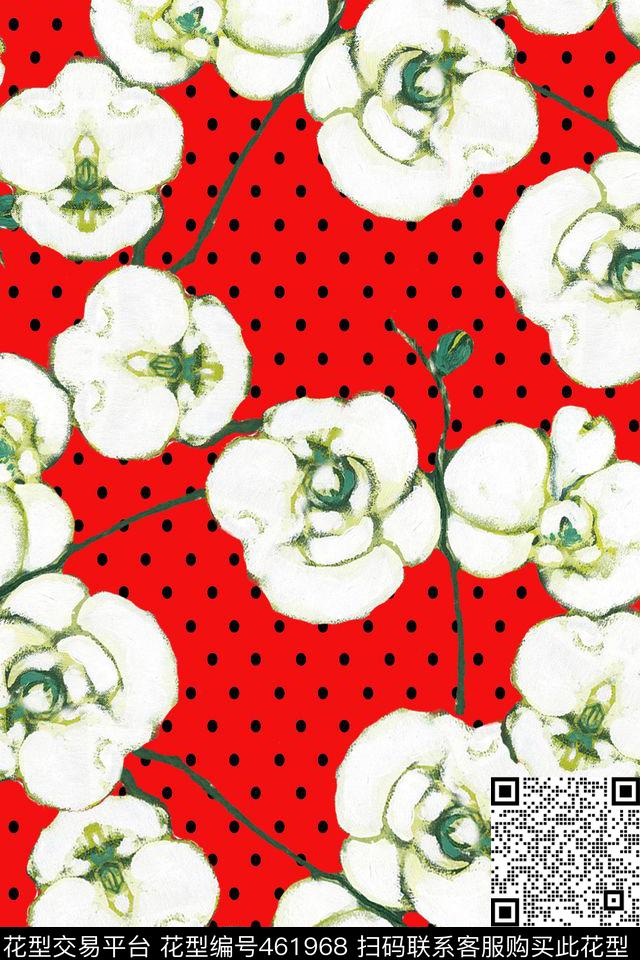 简单清爽大白花几何圆点传统印花华亿平台下载（图片编号: 461968） - 瓦栏（Walan）