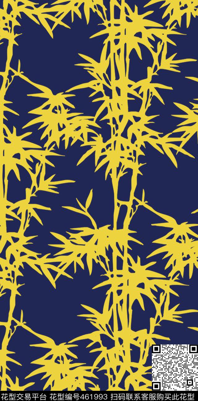 传统印花竹子剪影花卉传统印花华亿平台下载（图片编号: 461993） - 瓦栏（Walan）