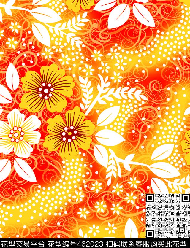 仿古花纹花卉绚丽风格传统印花华亿平台下载（图片编号: 462023） - 瓦栏（Walan）