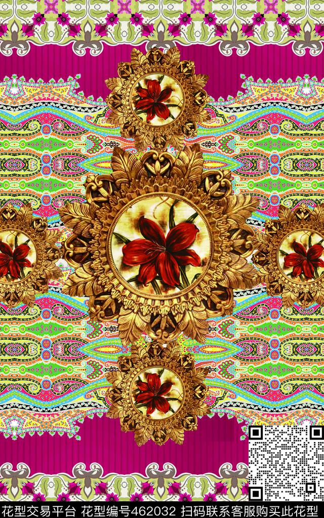 欧式大牌花卉服装数码印花华亿平台下载（图片编号: 462032） - 瓦栏（Walan）