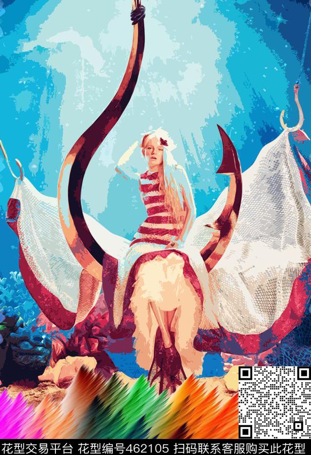 MAX-定位欧美民族风时尚照片写真色彩人物创意美人鱼公主印花数码印花华亿平台下载（图片编号: 462105） - 瓦栏（Walan）
