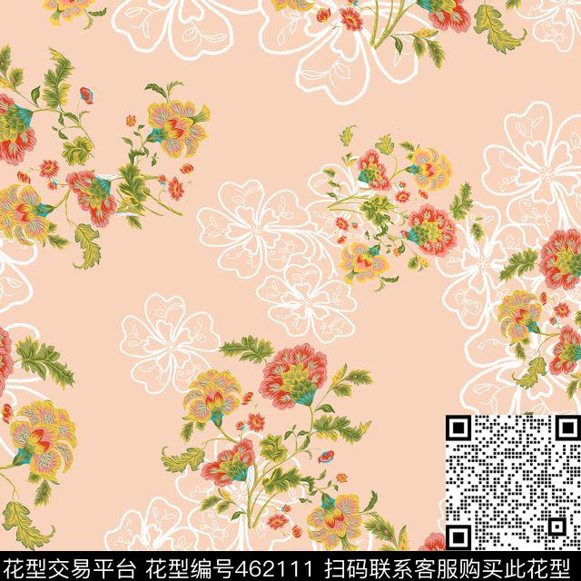 传统花花蝴蝶结数码印花华亿平台下载（图片编号: 462111） - 瓦栏（Walan）