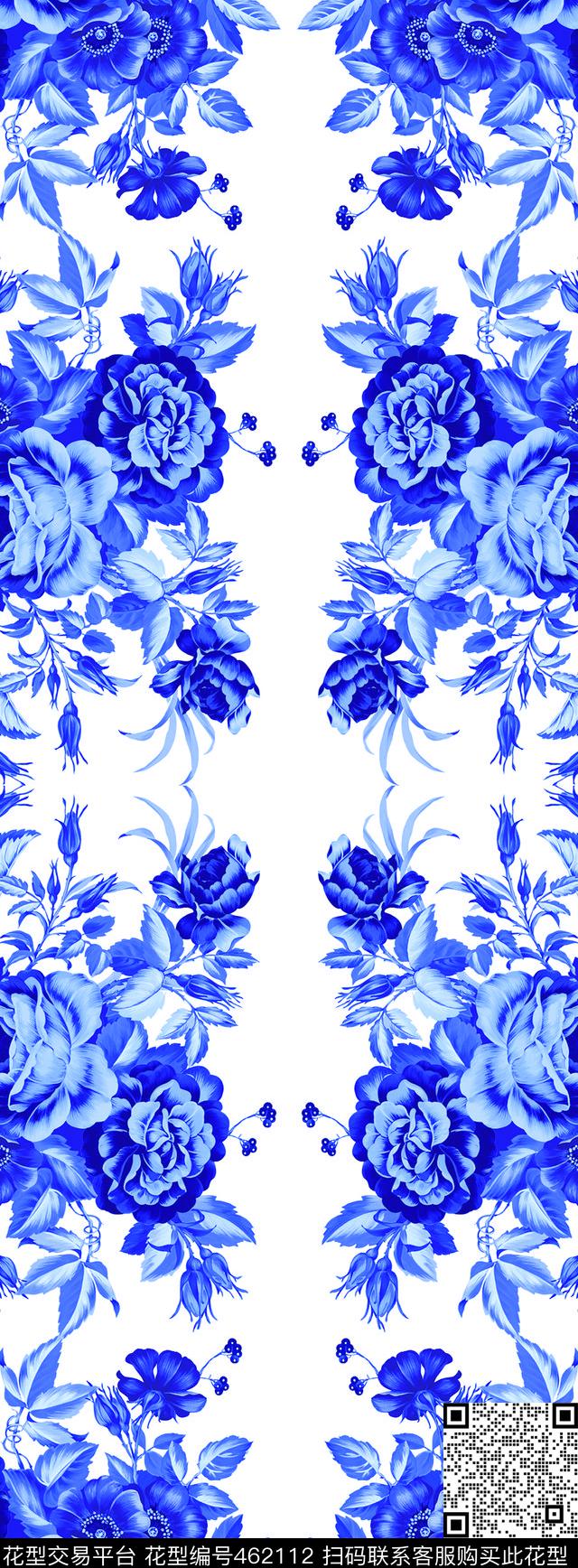 民族风青花牡丹数码印花华亿平台下载（图片编号: 462112） - 瓦栏（Walan）