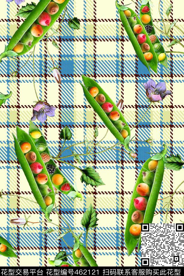 格子蔬菜水果创意花纹果蔬数码印花华亿平台下载（图片编号: 462121） - 瓦栏（Walan）