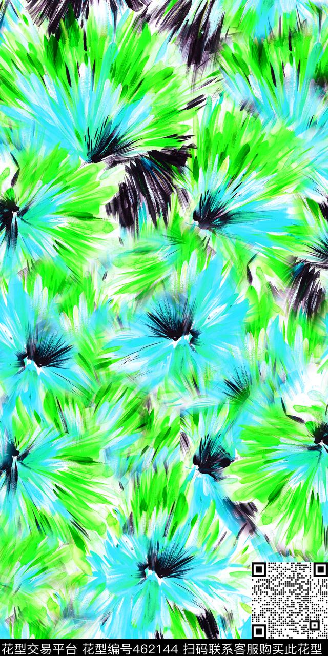 手绘抽象花卉数码印花华亿平台下载（图片编号: 462144） - 瓦栏（Walan）