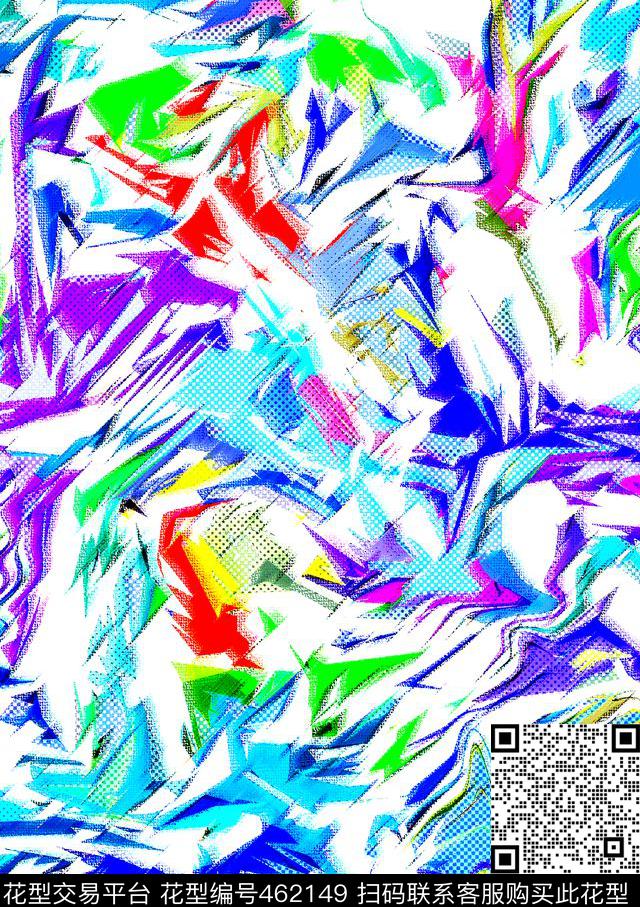 蜡笔迷彩手绘数码印花华亿平台下载（图片编号: 462149） - 瓦栏（Walan）