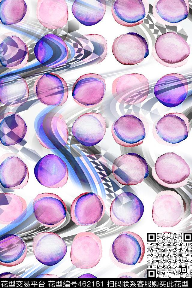 波点抽象水彩数码印花华亿平台下载（图片编号: 462181） - 瓦栏（Walan）