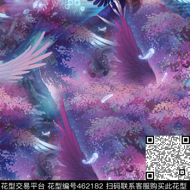 复古翅膀潮流数码印花华亿平台下载（图片编号: 462182） - 瓦栏（Walan）