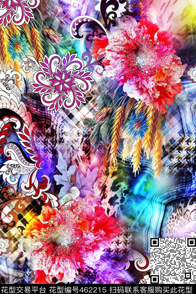 时尚炫彩佩斯利腰果数码印花华亿平台下载（图片编号: 462215） - 瓦栏（Walan）