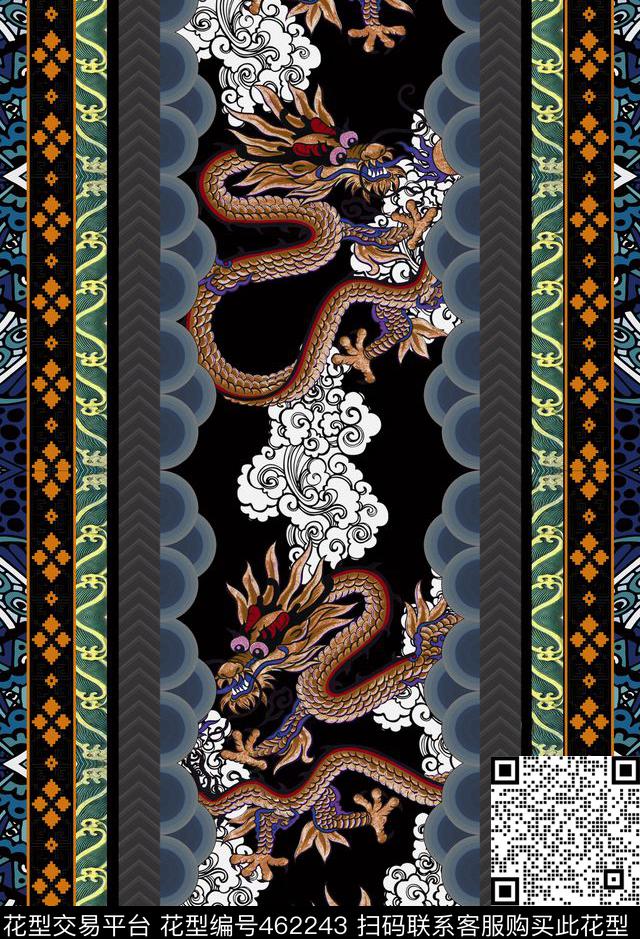 潮流复古龙数码印花华亿平台下载（图片编号: 462243） - 瓦栏（Walan）