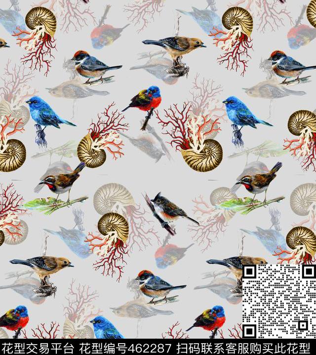 贝壳插画动物数码印花华亿平台下载（图片编号: 462287） - 瓦栏（Walan）