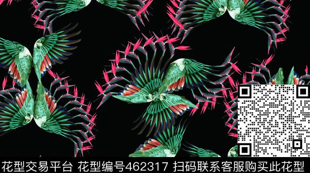 翅膀天堂鸟花数码印花华亿平台下载（图片编号: 462317） - 瓦栏（Walan）