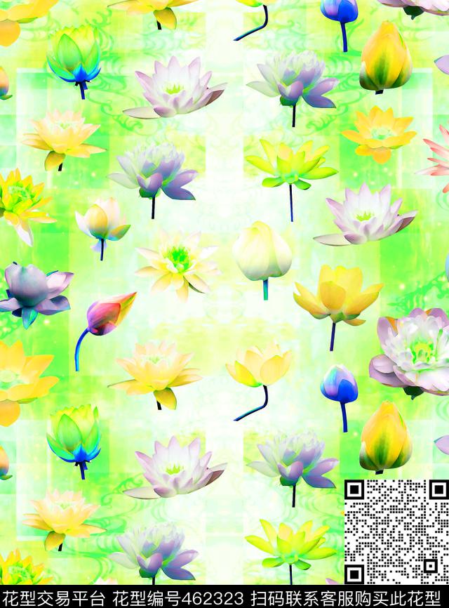复古莲花鲜花数码印花华亿平台下载（图片编号: 462323） - 瓦栏（Walan）