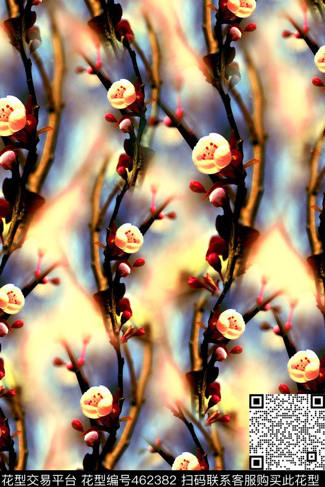 波浪渐变桃花数码印花华亿平台下载（图片编号: 462382） - 瓦栏（Walan）