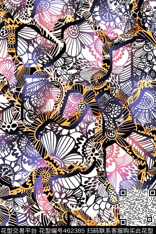 民族欧式花纹蕾丝传统印花华亿平台下载（图片编号: 462385） - 瓦栏（Walan）