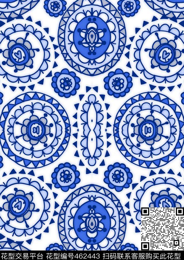 中国风手绘民族数码印花华亿平台下载（图片编号: 462443） - 瓦栏（Walan）