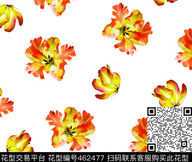 现代鲜花彩色鲜艳数码印花华亿平台下载（图片编号: 462477） - 瓦栏（Walan）