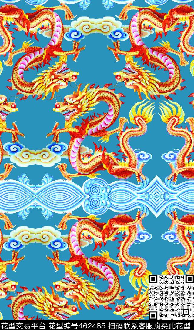 时尚大牌中国风龙袍数码印花华亿平台下载（图片编号: 462485） - 瓦栏（Walan）