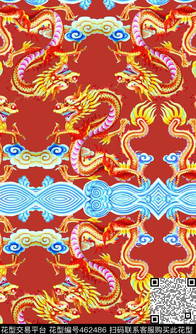 时尚大牌中国风龙袍数码印花华亿平台下载（图片编号: 462486） - 瓦栏（Walan）