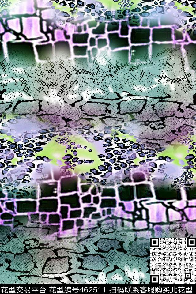 动物纹仿真蛇皮纹碎石数码印花华亿平台下载（图片编号: 462511） - 瓦栏（Walan）