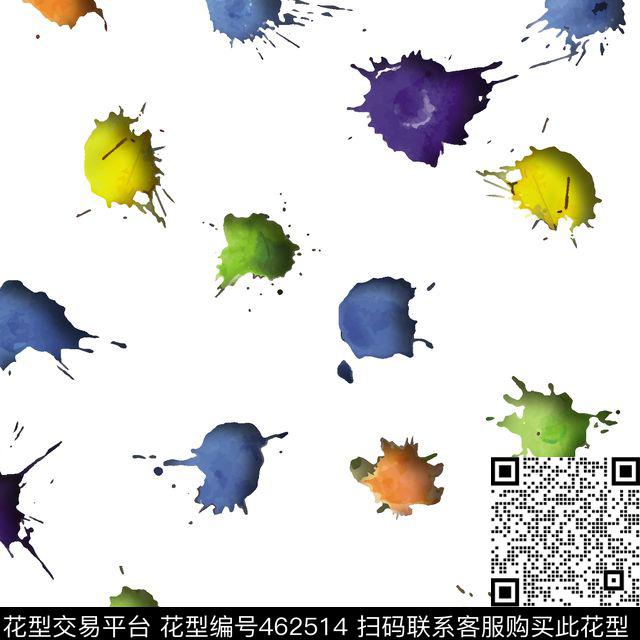 水彩波点油画数码印花华亿平台下载（图片编号: 462514） - 瓦栏（Walan）