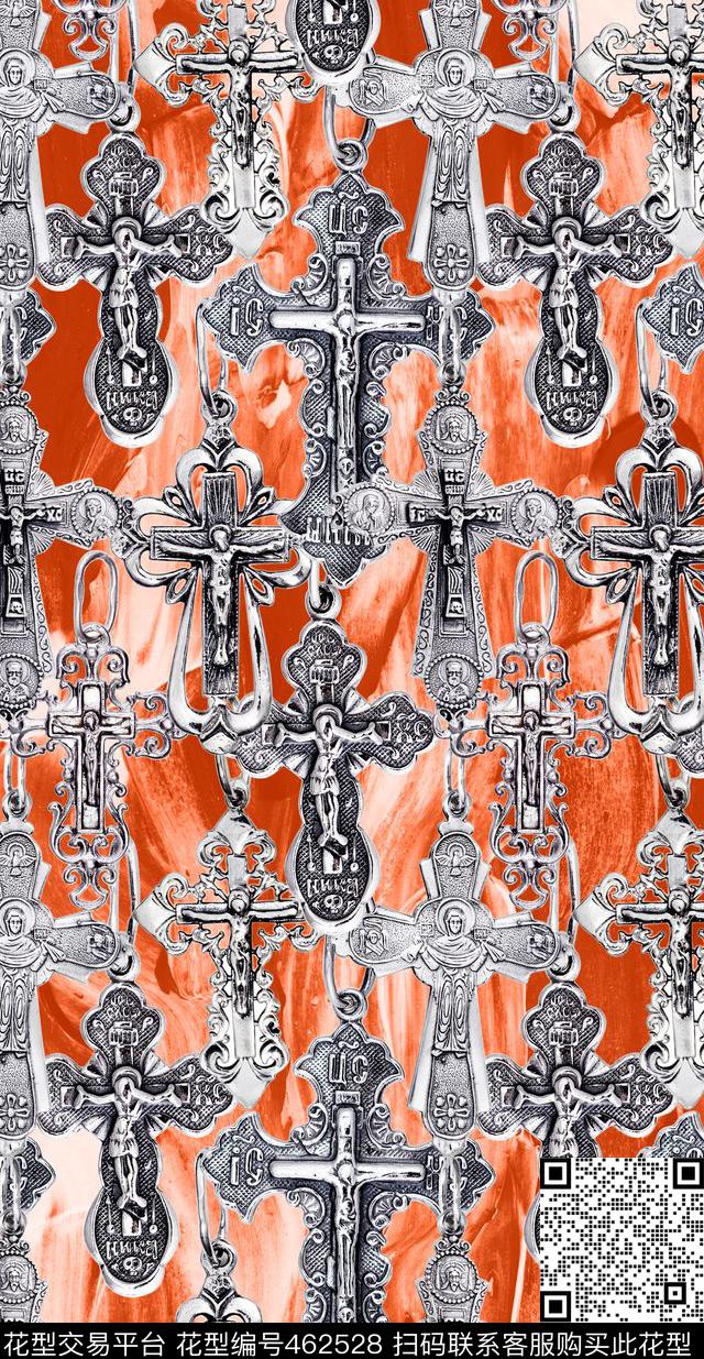 现代风金属十字架肌理笔触数码印花华亿平台下载（图片编号: 462528） - 瓦栏（Walan）