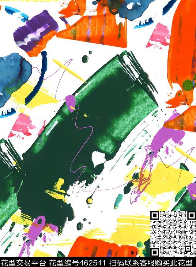 大块色彩笔触漂亮色彩数码印花华亿平台下载（图片编号: 462541） - 瓦栏（Walan）