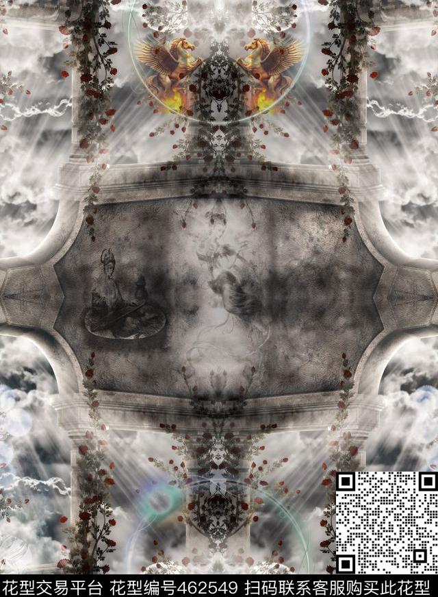 梦幻超现实飞马壁画数码印花华亿平台下载（图片编号: 462549） - 瓦栏（Walan）