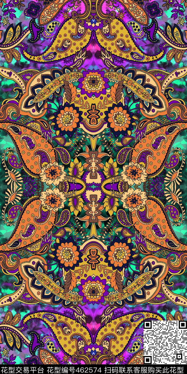 佩斯利火腿纹腰果民族风数码印花华亿平台下载（图片编号: 462574） - 瓦栏（Walan）