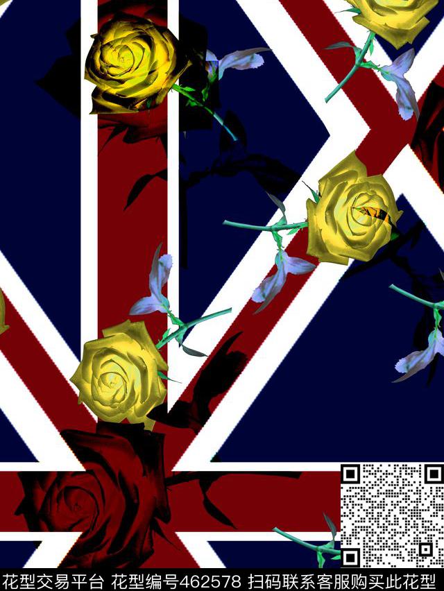 花几何图案写意数码印花华亿平台下载（图片编号: 462578） - 瓦栏（Walan）