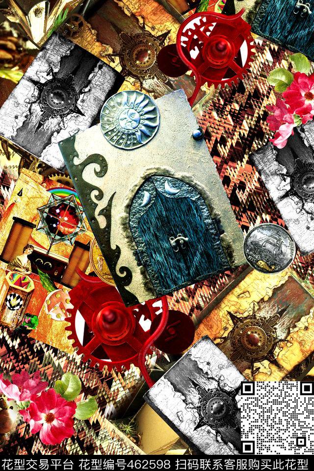 欧式复古卡片数码印花华亿平台下载（图片编号: 462598） - 瓦栏（Walan）