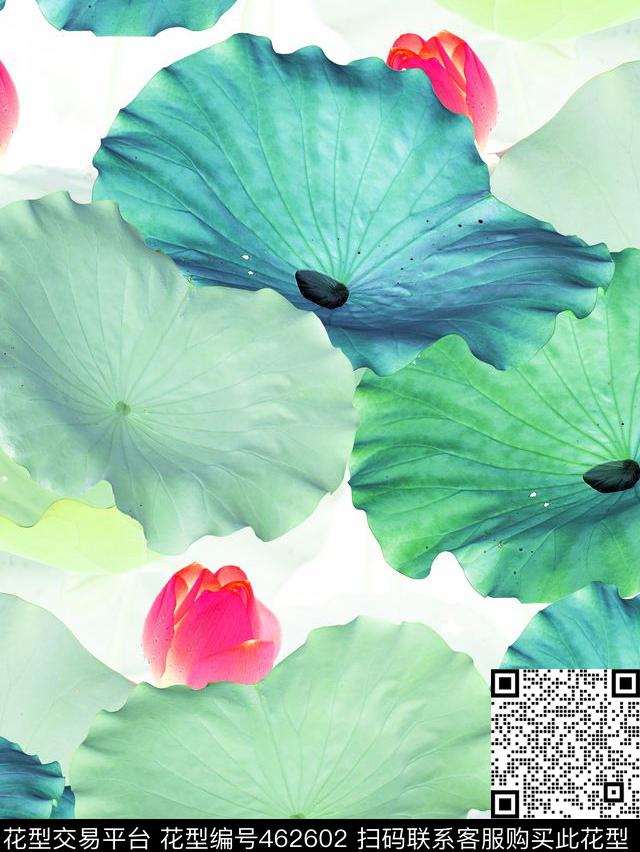 风荷花荷叶数码印花华亿平台下载（图片编号: 462602） - 瓦栏（Walan）