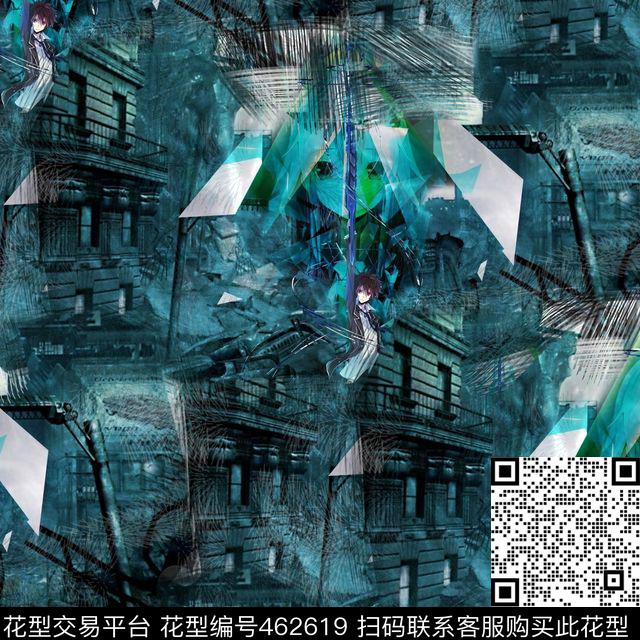 抽象复古男装华亿平台数码印花华亿平台下载（图片编号: 462619） - 瓦栏（Walan）