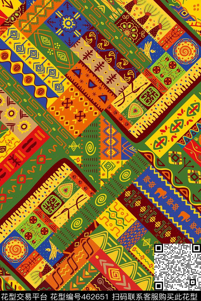 复古民族风几何数码印花华亿平台下载（图片编号: 462651） - 瓦栏（Walan）