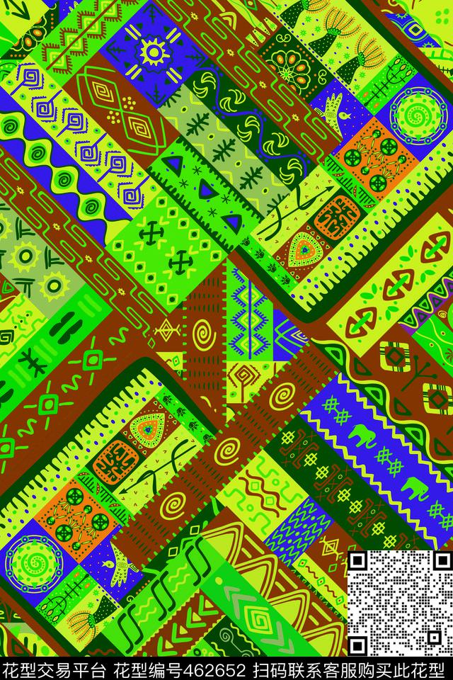 复古民族风几何数码印花华亿平台下载（图片编号: 462652） - 瓦栏（Walan）