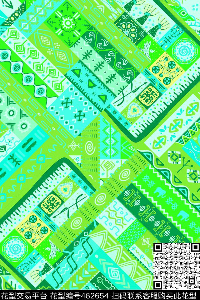 复古民族风几何数码印花华亿平台下载（图片编号: 462654） - 瓦栏（Walan）