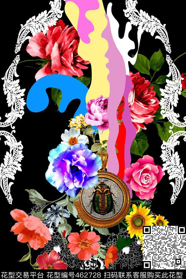 定位花卉甲虫数码印花华亿平台下载（图片编号: 462728） - 瓦栏（Walan）