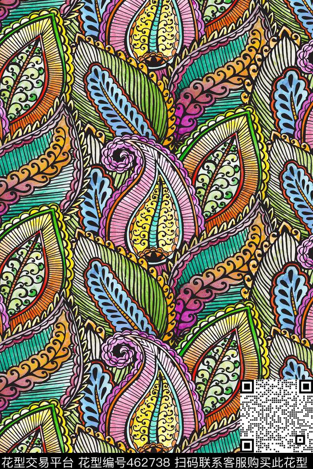 花纹时尚抽象传统印花华亿平台下载（图片编号: 462738） - 瓦栏（Walan）